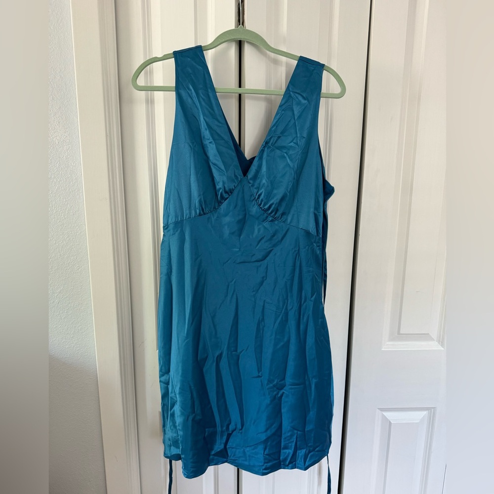 Satin Silky V-Neck Mini Dress